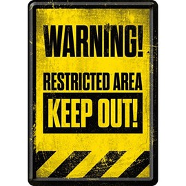 Nostalgic Art Warning Restricted Area Keep Out metal postcard/mini-sign (na)