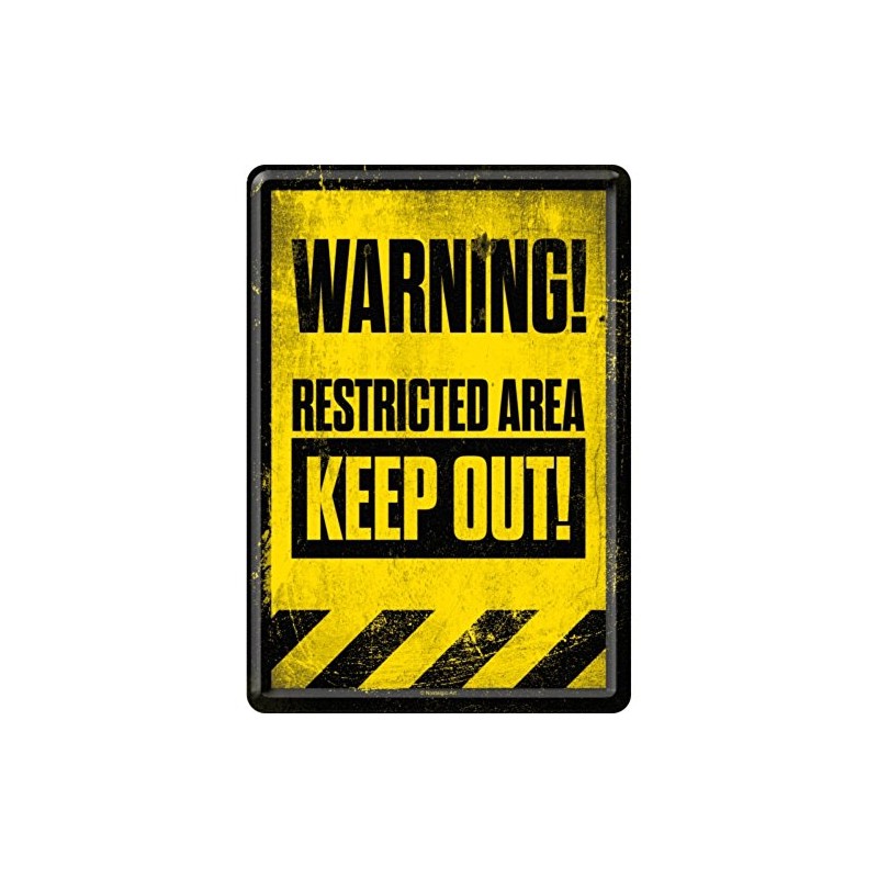 Nostalgic Art Warning Restricted Area Keep Out metal postcard/mini-sign (na)
