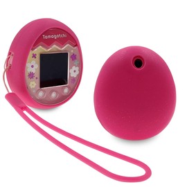 LeoTube Silicone Shell Cover, Lanyard and Screen Protector Film for Tamagotchi Pix Interactive Pet Machine with Camera, Compatible New Tamagotchi Pix Electronic Pet Accessory (Pink-Pink)