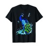 Blue Peacock and Dragonflies T-Shirt