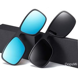 OopsMi - anteojos de sol polarizadas, unisex, antideslumbrante, antideslumbrante, para anteojos graduadas, Azul, L