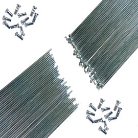 24Pcs 13G Bike Spokes MTB Steel Spokes Universal Fits for Road Bikes Mountain Bikes 80mm-265mm W/Nipples Silver (293mm)