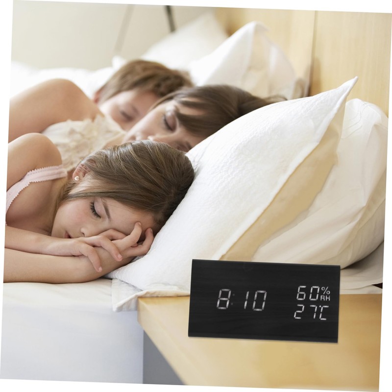 Gatuida LED Alarm Clock with Sound Control Wooden Digital Desk