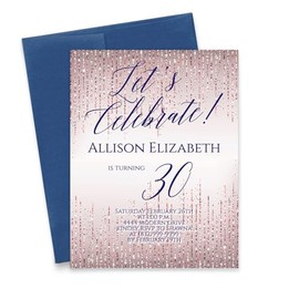 70th Birthday Party Invitations with Envelopes, 60th Birthday Invitations for Women Rose Gold, 30th Birthday Invitations for Women, Your choice of Age, Quantity and Envelope Color