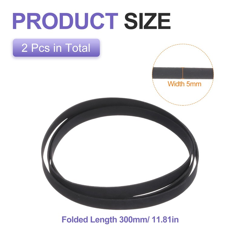 uxcell 2 Pcs Turntable Belt, Folded Length 300mm Rubber Belts