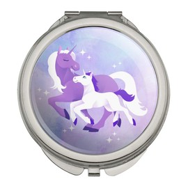 Magical Mom Unicorn and Baby Compact Travel Purse Handbag Makeup Mirror
