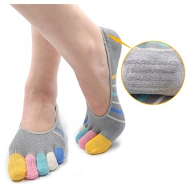 CaiDieNu Women's Short Colourful Trainer Toe Socks for Sports and Leisure, Suitable for Toe Shoes, High Quality Combed Cotton Fabric and Backless Design -