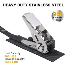 Ayaport Stainless Steel Ratchet Tie Down Straps Endless 8' Heavy Duty Boat Tie Downs Boat Accessories Pack of 2