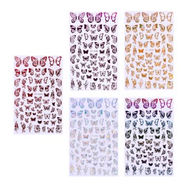 Ipetboom 5sheets Butterflies Nail Art Stickers Shiny Decals for DIY Manicure Includes Gold Silver Red and Designs for Nail Art Enthusiasts and Gift Giving