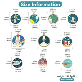 DanLingJewelry 40Pcs 10 Styles Enamel Space Charms Round Explore Universe Pendants Colorful Astronaut Spacemen Charms for Jewelry Making
