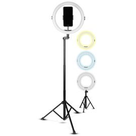 SQUATZ 11’’ LED 12W Selfie Ring Light with Wired Control, 3 Color Modes, 10 Brightness Levels, Tripod Stand with 6 Sections, Phone Holder, Adjustable Brightness Levels for Influencers, YouTube, TikTok