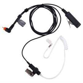 KS K-STORM Acoustic Tube Surveillance Earpiece Headset Compatible with Motorola SL300,SL7550,SL8550e,SL1K 2 Way Radio, PU Material, Black