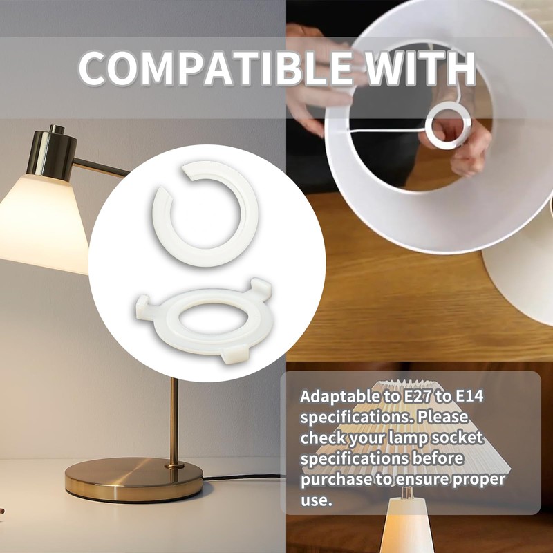 JIEHU 10 Pcs E27 to E14 Lamp Shade Reducing Ring,