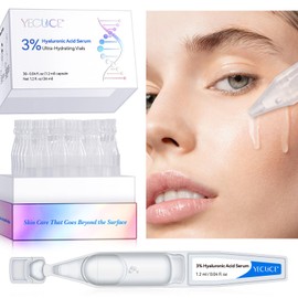 Hyaluronic Acid Tubes, 3% Hyaluronic Acid Serum Ultra-Hydrating Vials for face & Skin | Pre-makeup SkinCare | Anti-Aging serum for Sensitive skin, Deep Moisturizing Facial Serum - 30Pcs/Box