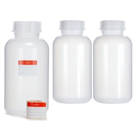 3x 2000 ml wide neck bottles made of LDPE with screw cap, empty 2 litre chemical bottles, laboratory bottles with lid as storage container for laboratory, kitchen or hobby