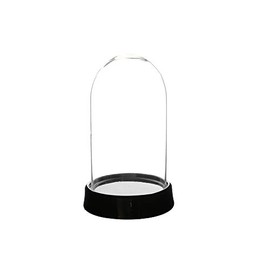 WGV Glass Display Dome Cloche, Diameter 10", Height 21", Clear Tall Bell Jar with Black Ceramic Base, Floral Dispaly, Decorative Display Case, Planter Terrarium for Event Home Decor, 1 Piece
