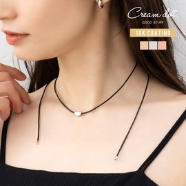 Cream Dot Necklace, Nickel-free, Women's Popular, Short, Long, Heart, Lariet, Leather Cord, Adjustable, Cord, Metal Faux Leather