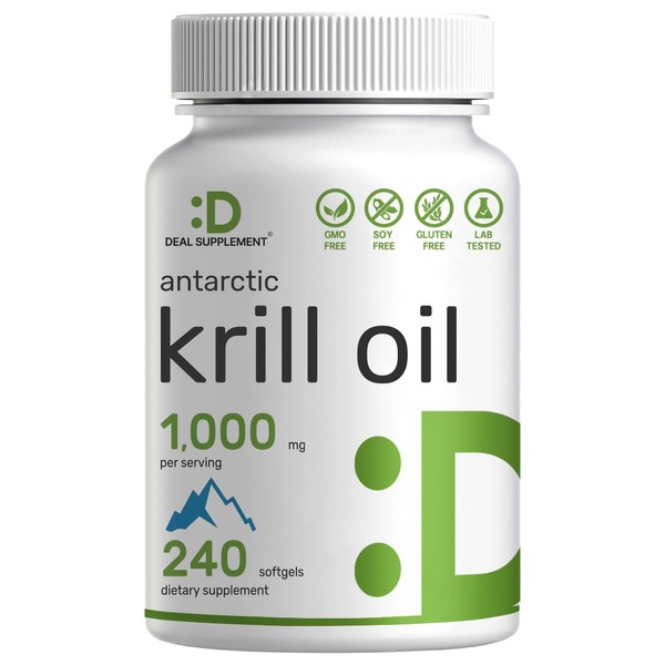 Eagleshine Vitamins Antarctic Krill Oil, 1,000mg Per Serving – Mercury Free, No Fishy Taste – Rich in Omega-3s, EPA, DHA, Astaxanthin, & Phospholipids – Non-GMO, No Gluten (120 Servings)