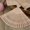 FEPITO 50 Pieces Wooden Handheld Paper Fan Wooden Folding Fans