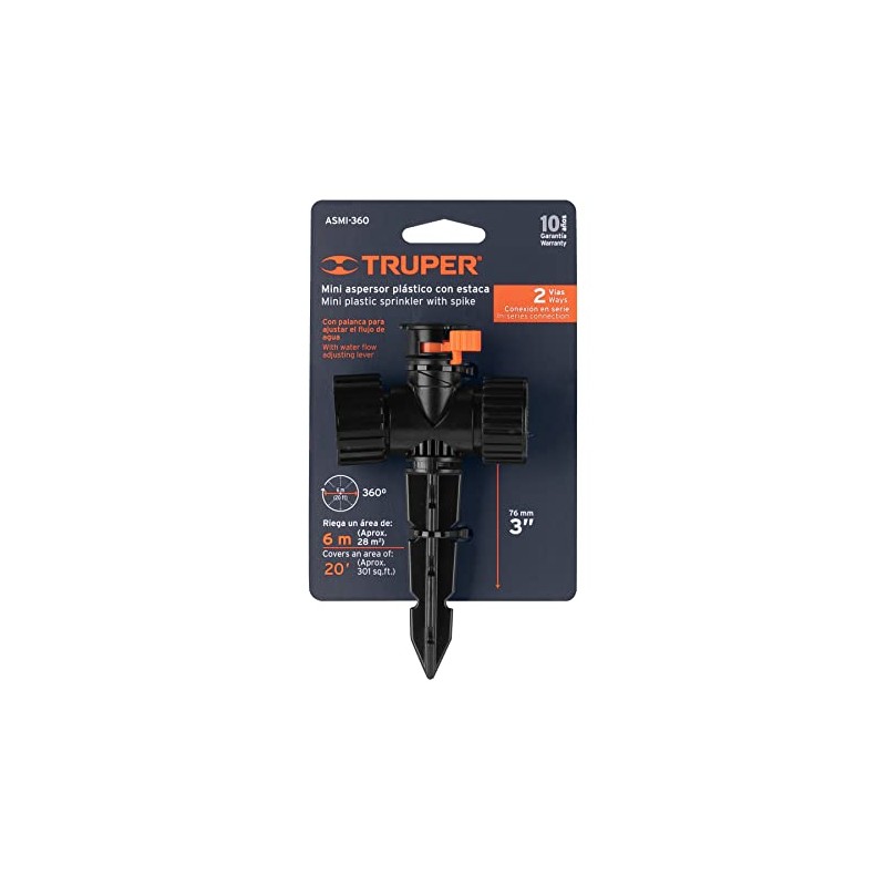 Truper ASMI-360, Aspersor mini de plástico, irrigación 360°