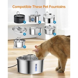 Cat Water Fountain Filter, Filters Replacement for 108Oz/3.2L&67Oz/2L&135Oz/4L Stainless Steel Pet Water Drinking Fountain, Dog Indoor Water Dispenser Fountain Carbon Filter, 12 Filters & 12 Sponges