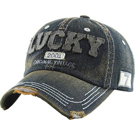KBVT-500 DDM Lucky Vintage Distressed Dad Hat Baseball Cap Adjustable