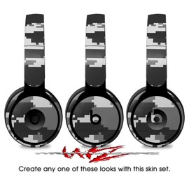 Skin Decal Wrap Works with Original Beats Solo Pro Headphones WraptorCamo Digital Camo Gray Skin Only Beats NOT Included