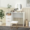 Tangkula White Desk with 3 Drawers & Built-in Charge Station,