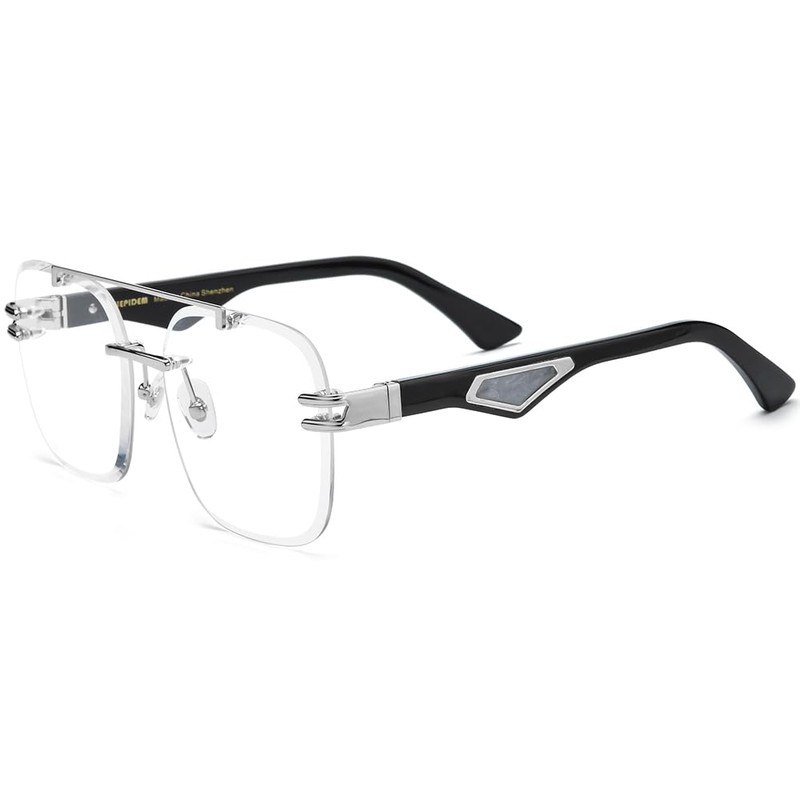 HEPIDEM Really Buffalo Horn Handmade Glasses Frame,Oversize Big Square Rimless