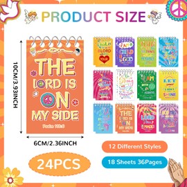 YYMYMGJ Religious Bible Verse Notepads,Jesus Love You Christian Mini Notebooks Motivational Multicolor Style Pocket Small Note Pads for Kids Adult Sunday School Supplies, 12 Styles (24 Pack)