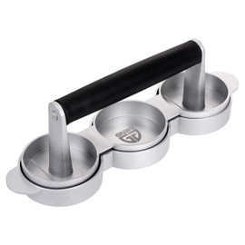 GRÄWE Hamburger Press for 3 Mini Burger Patties, 3 Mini Burger Press Made of Cast Aluminium with Non-Stick Coating and 60 Sheets of Baking Paper