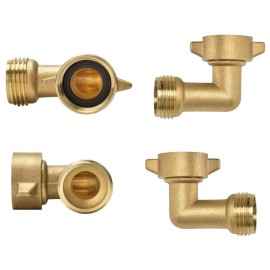 Sicilamiu 2Pcs 90 Degree Garden Hose Elbow, 3/4" Solid Brass Water Hose Connectors and ...