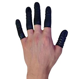 Finger Cots Gloves Dissipative 4 mil Black Finger Cots Latex Gloves, 720/bag Finger Cots Covers Finger Protectors Gloves Fingertips Protector Disposable Finger Gloves (Large)