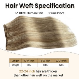 Sew in Hair Extensions Real Human Hair 18 Inch Ash Brown Mix Platinum Blonde Hand Tied Double Weft Sew in Weft Hair Extensions Human Hair Seamless Sew in Human Hair Extensions Silky Straight 100G