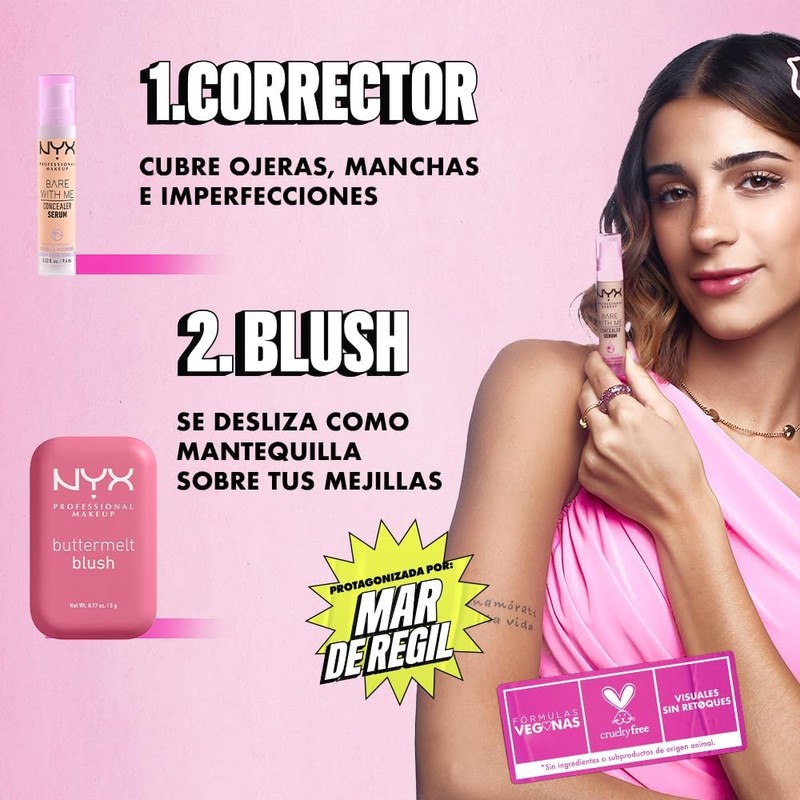 Buttermelt Blush + Bare With Me Serum vegano – Acabado