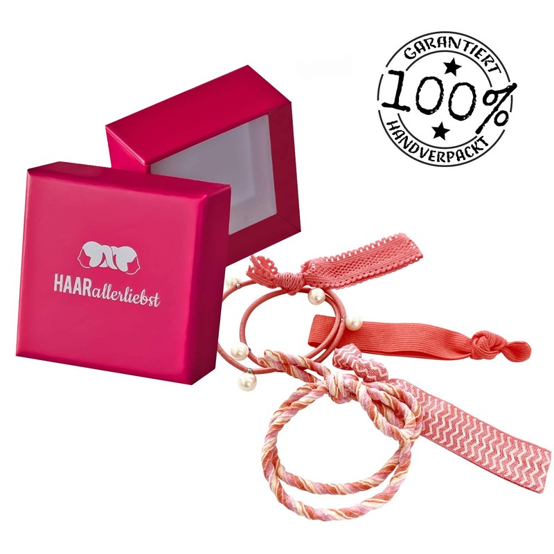 HAARallerliebst 5 x Hair Bands with Storage Box (Pink -