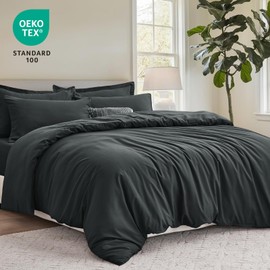 Tifschlaf Double Duvet Cover Set - Dark Grey Bedding Double Bed Set Soft Brushed Microfiber with Zipper Closure, Quilt Cover with 2 Pillowcases 50x75cm