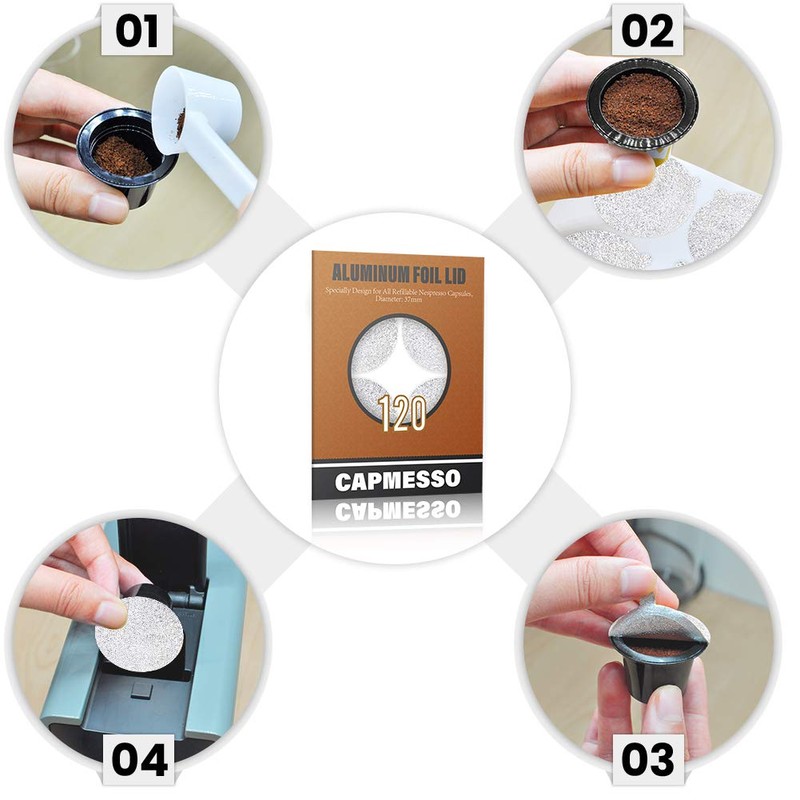 CAPMESSO Espresso Foils -Coffee Pod Seal Lids to Reusable Nespresso