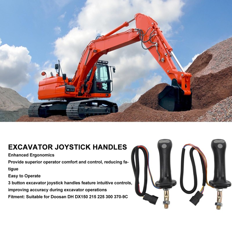 2Pcs 3 Buttons Excavator Joystick Handles, Joystick Handle for Doosan