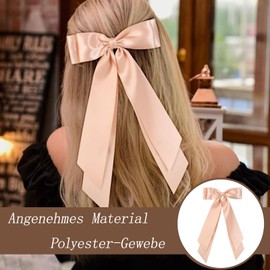 Pack of 3 Women's Hair Bow with Large Bow, Hair Clips, Women's Long Tail, Non-Slip Hair Accessories, French Hair Clip, Soft Silky Satin Hair Clips, for Women and Girls