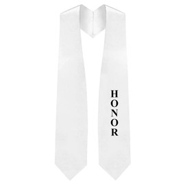 CLERKMANS Valedictorian Graduation Stole - 2 Colors - Length & Width Fits All Body Types - Premium Quality Graduation Stoles - One Size Fits All - White