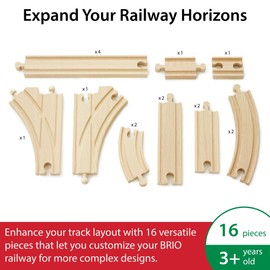 BRIO World Expansion Pack Intermediate - Works with All BRIO Train Sets - FSC-certified 16-Piece Wooden Train Tracks with Switches - Grow Existing Systems and Create Railway Empires - Kids Ages 3 & Up