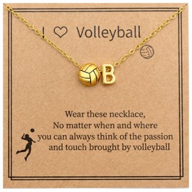LUIOUS Volleyball Initial Necklace for Women - A-Z Letter Design, March Madness & Easter Gift, Cute Accessory for Volleyball Lovers (B)