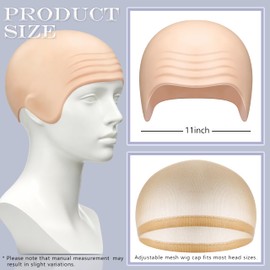 2 Pcs Halloween Bald Caps, Latex Makeup Caps with Bald Wigs, Wig Caps Cosplay Accessories for Adult Women Men Costume and Theme Party