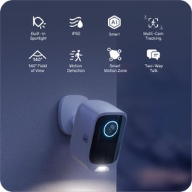 Safemo Add- on Wireless Security Camera(Works with Hub Only), 4K UHD Video, Color Night Vision, 2-Way Audio, AI Motion Detection, 180-Day Long Battery Life, IP65 Weather-Resistant