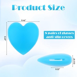 WLLHYF 16 PCS Eyeglass Ear Grip, Silicone Soft Comfortable Anti Slip Eyewear Retainer, Cute Heart Shaped Ear Hooks Holder Stopper, Sunglasses Temple Tips Sleeve for Kids Adults (Multicolored)
