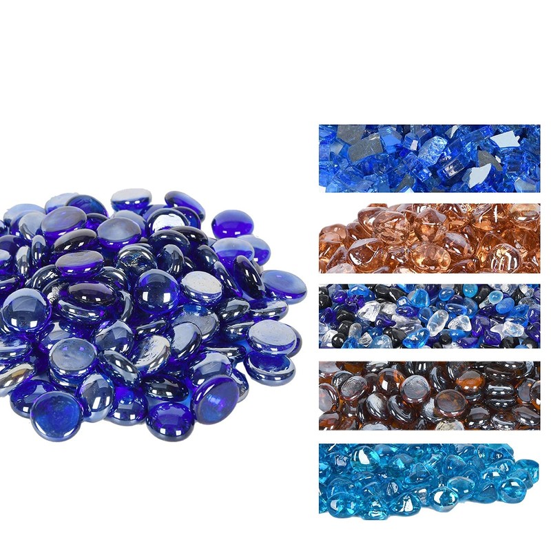 GasSaf Blue Fire Glass Beads for Outdoor Fire Pit, Fireplace,