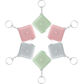 6 Pieces Soft Retractable Measuring Tape Mini Push Button Tape Tailor Sewing Craft Tape Multi-colour Measuring Tape 60 Inch Candy Colors Portable Soft Tape Pink Green Blue 150 cm with Keyring