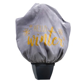 Windhager Winter Decorative Cover Protect XL 'Hello Winter', 1.1 x 1.1 m, Grey/Blue, 50 g/m², Winter Protection for Plants, Cold Protection, Frost Protection, Fleece Cover, Plant Cover, Winter,