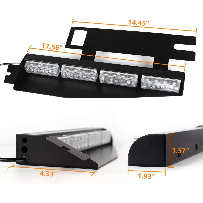 32LED Visor Lights 26 Flash Patterns Emergency Hazard Warning Strobe